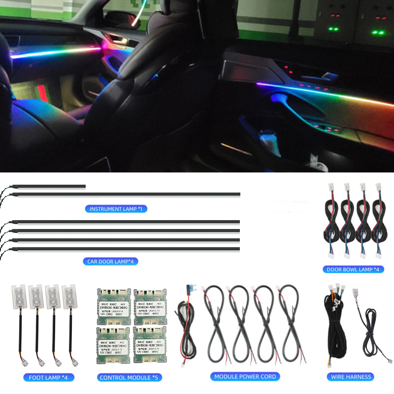 Led Ambient Interior Car Lights App Control - LED 자동차 실내 무드등 64 RGB