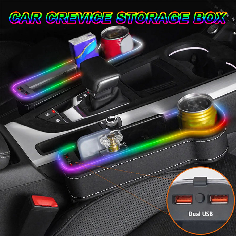 차량 틈새 수납 정리함 7가지 색상 변환 LED 차량  - Seat Gap Filler Organizer With Usb Charger 리뷰 및 가격