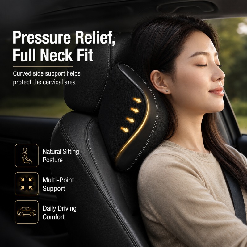 메모리폼 차량용 목베개 요추 지지 쿠션 천연 가죽 시트 - Memory Foam Car Neck Pillow Lumbar Support 리뷰 및 가격
