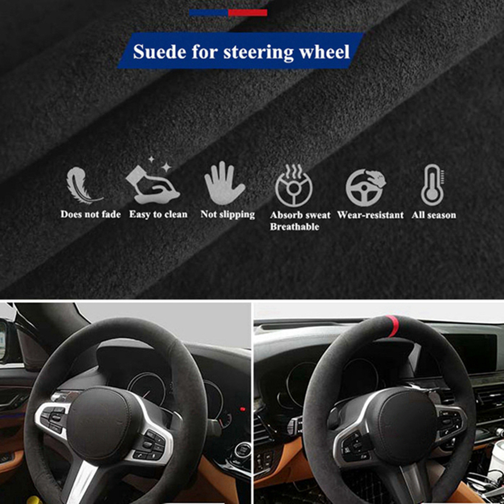브레이드 자동차 핸들 커버 랩, 미끄럼 방지 스웨이드  - Car Steering Wheel Cover Anti Slip Breathable 리뷰 및 가격